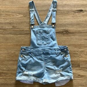 WAX JEAN Juniors Distressed Lightweight Stretchy Denim Shorts Overalls. L / 9.
